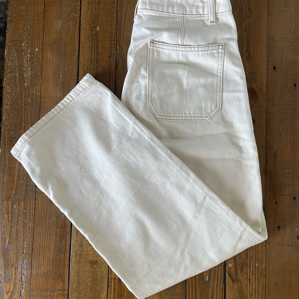 Reformation Cream Wide Leg Jeans